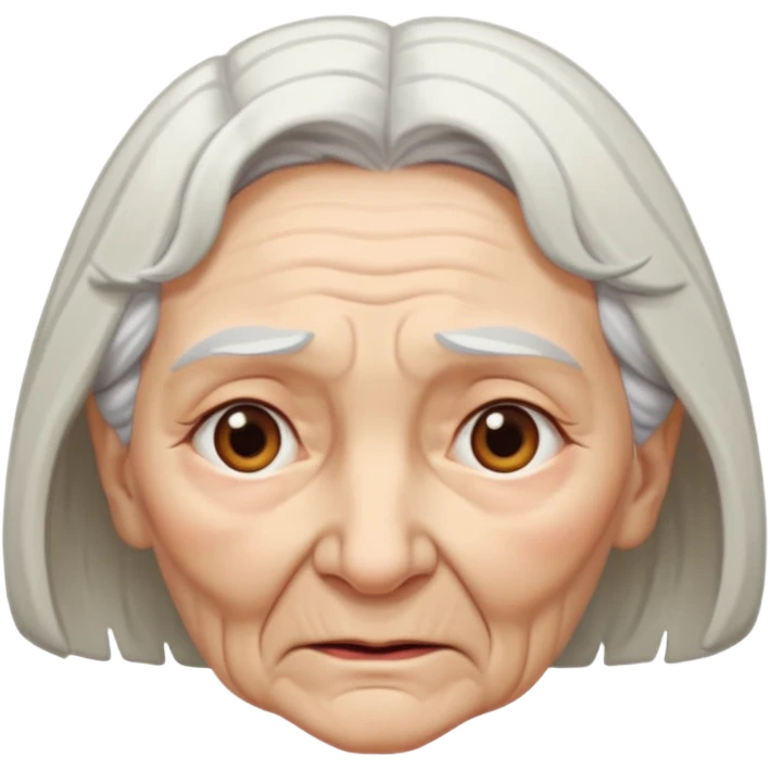 old woman looking down at her pelvis emoji