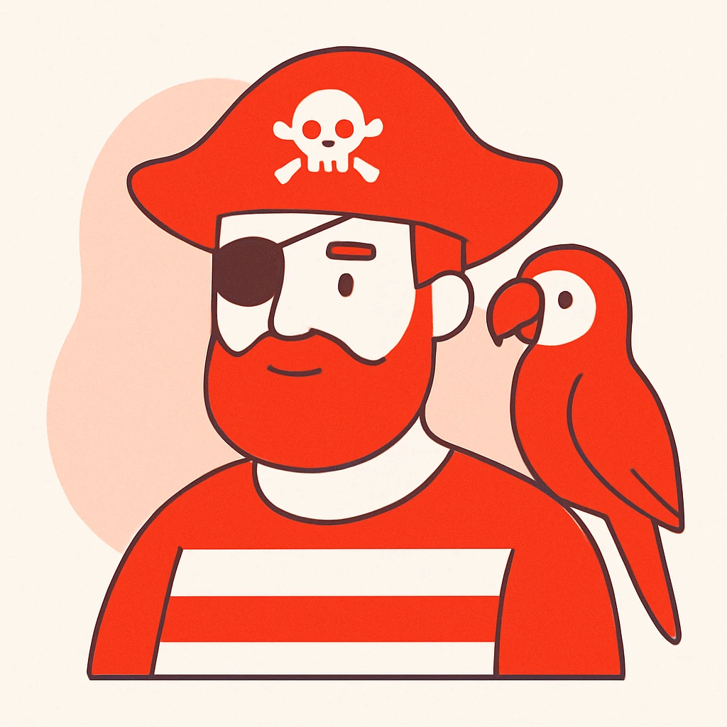 pirate with eye patch and parrot emoji