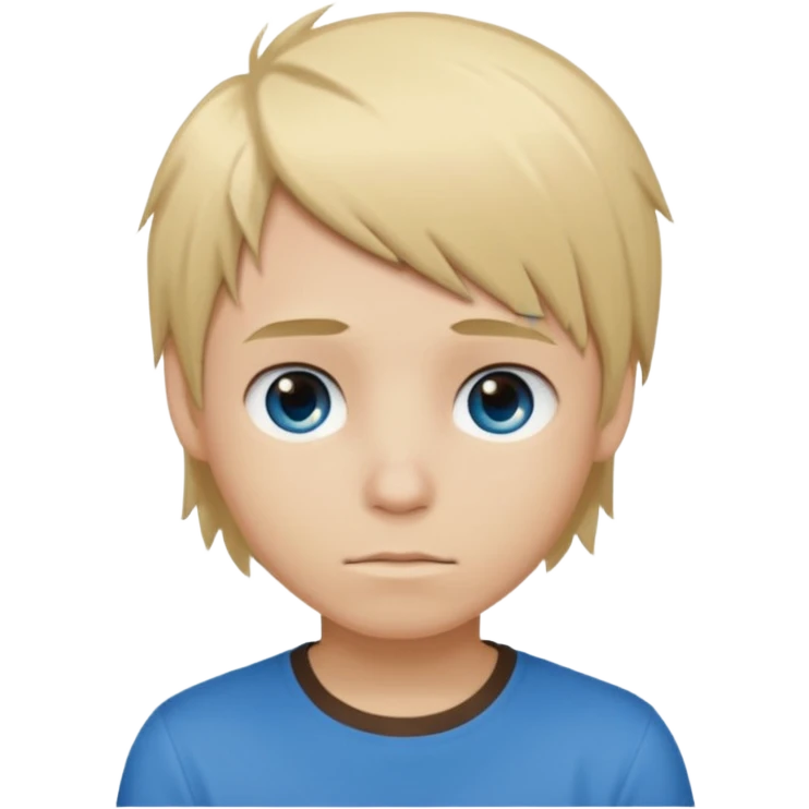 boy with blonde hair emo, and brown shirt, and blue eyes emoji