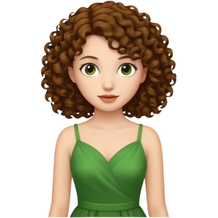 green dress curly hair emoji