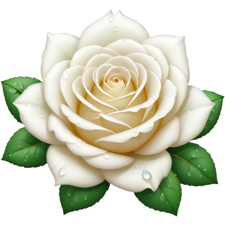Realistic, white rose, with dew drops, high definition￼ emoji