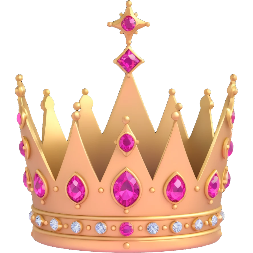 3D gothic crown with pink jewels, intricate and regal emoji