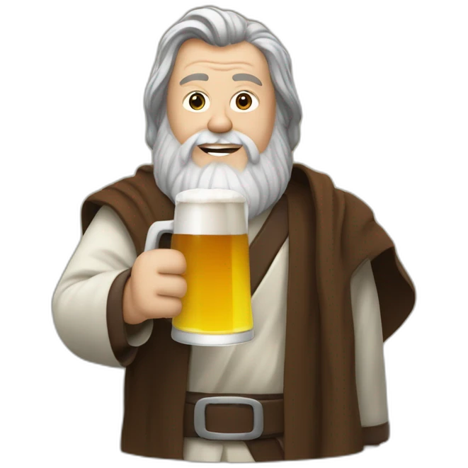 obiwan holding a beer and a computer emoji