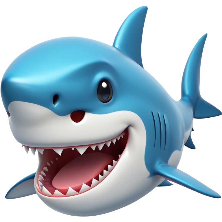 Cinematic Comical Shark Portrait Emoji, Head tilted dramatically with an exaggeratedly amused expression, featuring a striking, glossy streamlined body with bold accents and wide, expressive eyes filled with playful disbelief, Simplified yet hilariously expressive features, highly detailed, glowing with a slightly sassy glow, high shine, dramatic yet playful, stylized with an air of cheeky marine mischief, bright and endearing, soft glowing outline, capturing the essence of a spirited and over‐the‐top shark, so meme‐worthy it feels like it could snap its jaws into internet fame instantly! emoji