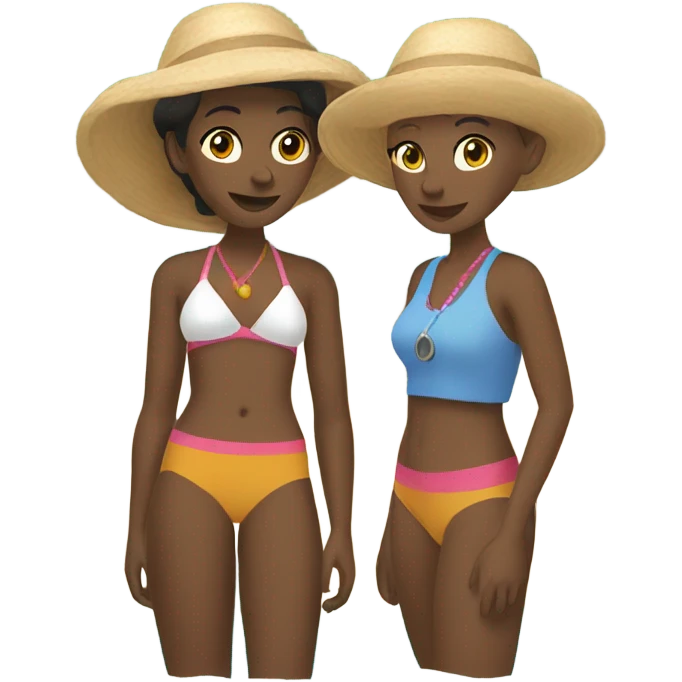 Two lesbians on a beach emoji