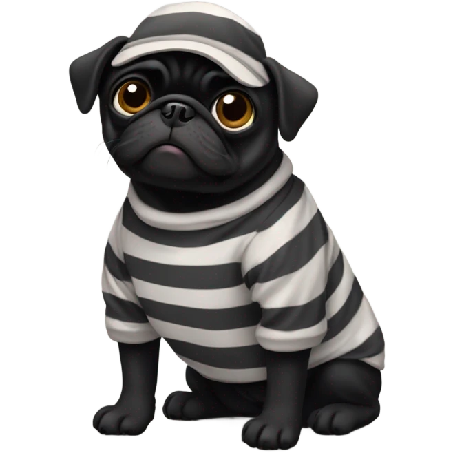 Black pug in prison clothes emoji