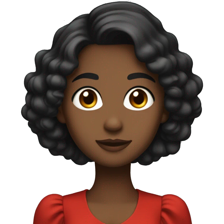 
One girl has long, flowing dark hair, wearing a bright red dress with puffed sleeves, radiating elegance. has short, wavy dark hair, dressed in a sleek black shirt, adding a classic, formal vibe.
 emoji