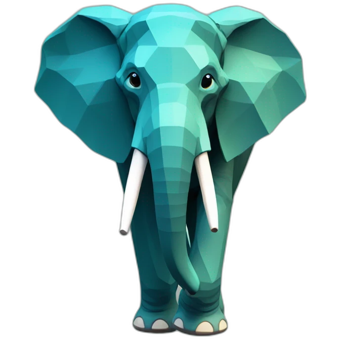 Teal blue elephant low poly emoji