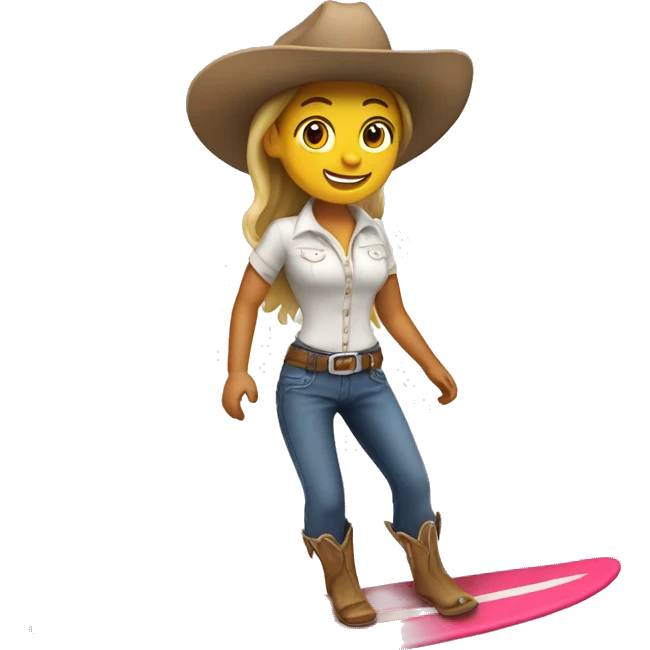 White Cowgirl surfing emoji