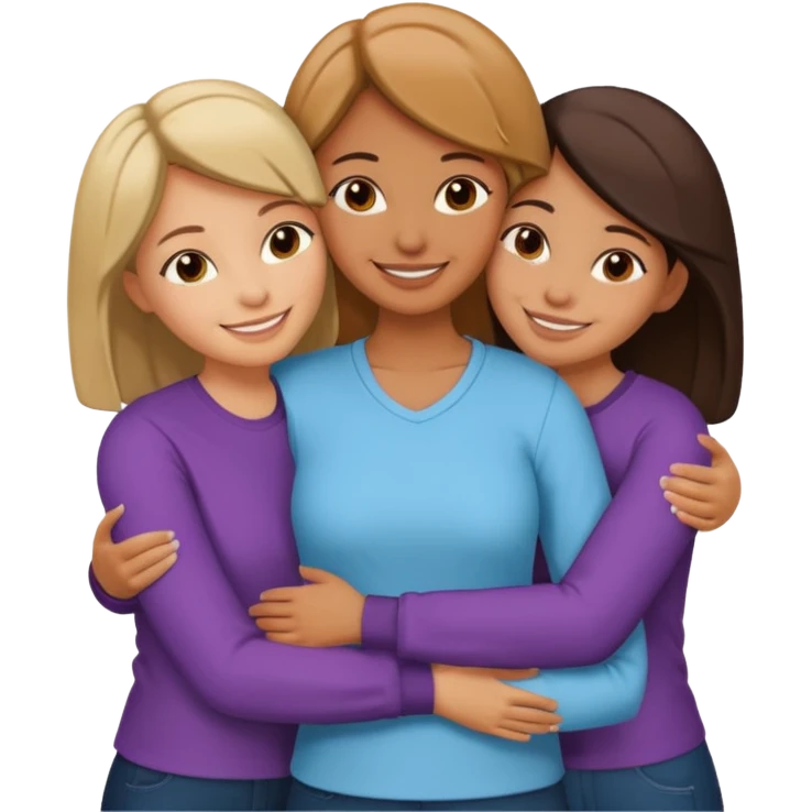 Hugging one carmelitan sister and one woman  in different clothes emoji