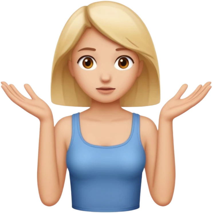 A girl shrugging his shoulders with a 6 above his left hand and a 7 above his right hand. emoji