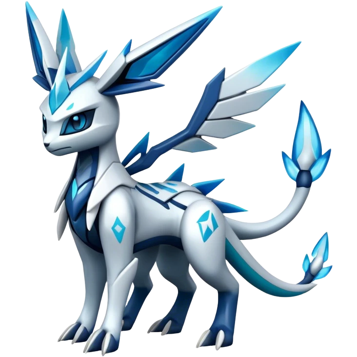 Futuristic Kyurem-Glaceon-dialga-hybrid, full body emoji