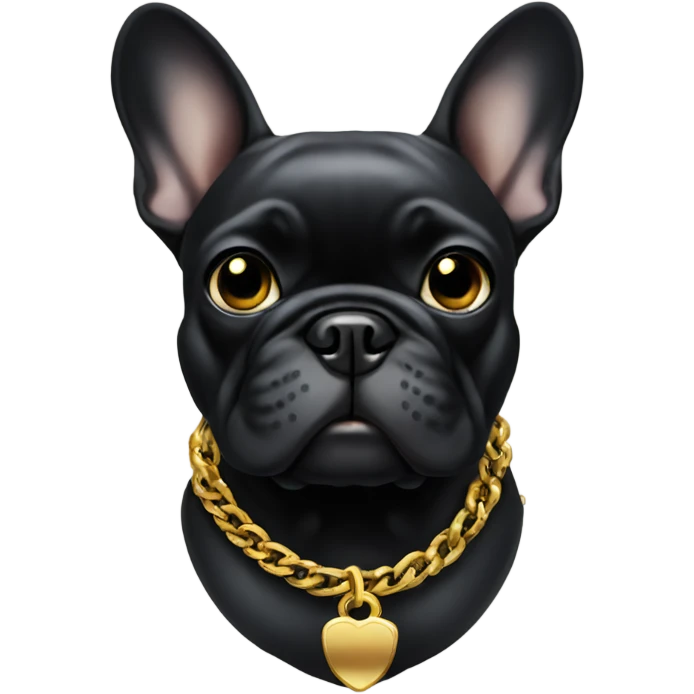 Black French bulldog with a gold chain emoji