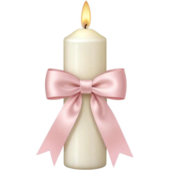 make a white candle with a light pink ribbon bow emoji