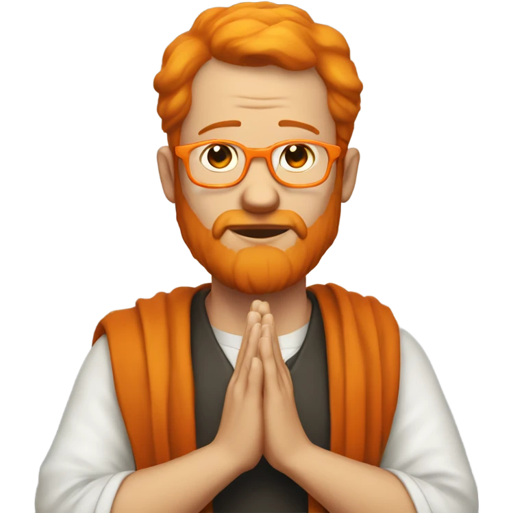 white man with orange beard and bold hair as he praying with orange glasses  emoji