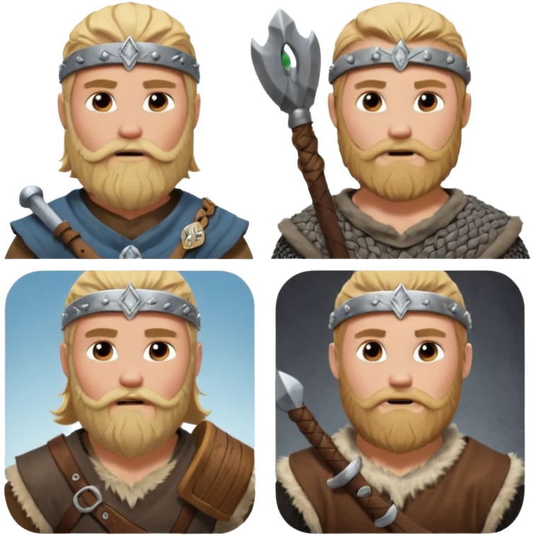 bana kick yayınları için sakallı sarışın viking abonelik rozeti oluştur 1. seviye olanın ekipmanları tahta olsun 2. seviye olanınkiler gümüş olsun 3. seviyeler savaşçı gibi görünsün 4. seviyeler berzerker gibi görünsün  emoji