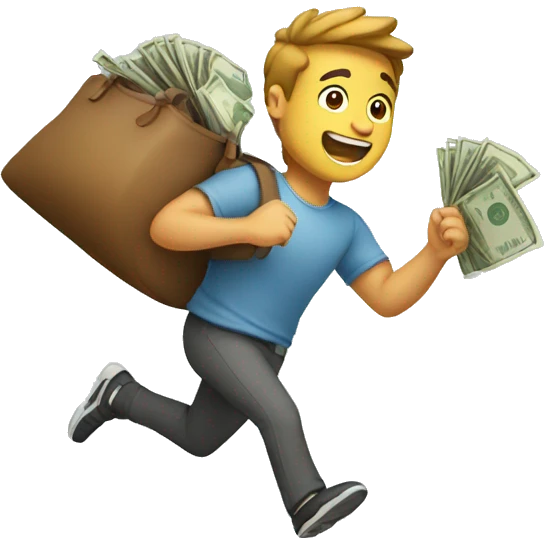 Guy running with moneybag emoji