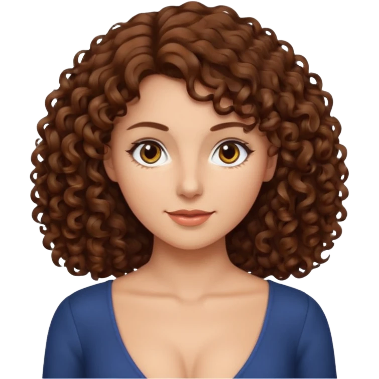 Femme cheveux bouclée brun décolleté sans sourire avec cheveux un peu foncé emoji