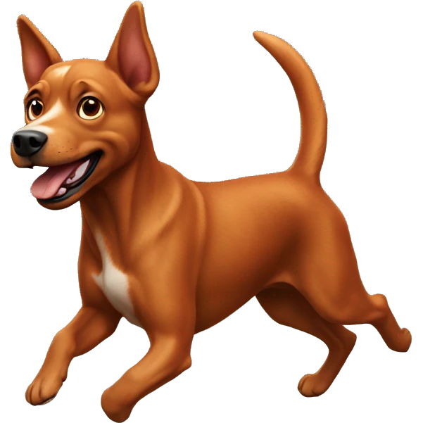 realistic solid red dog with pointed ears running emoji
