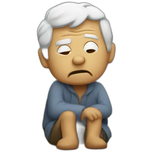 an old sad man pukes into a valley emoji