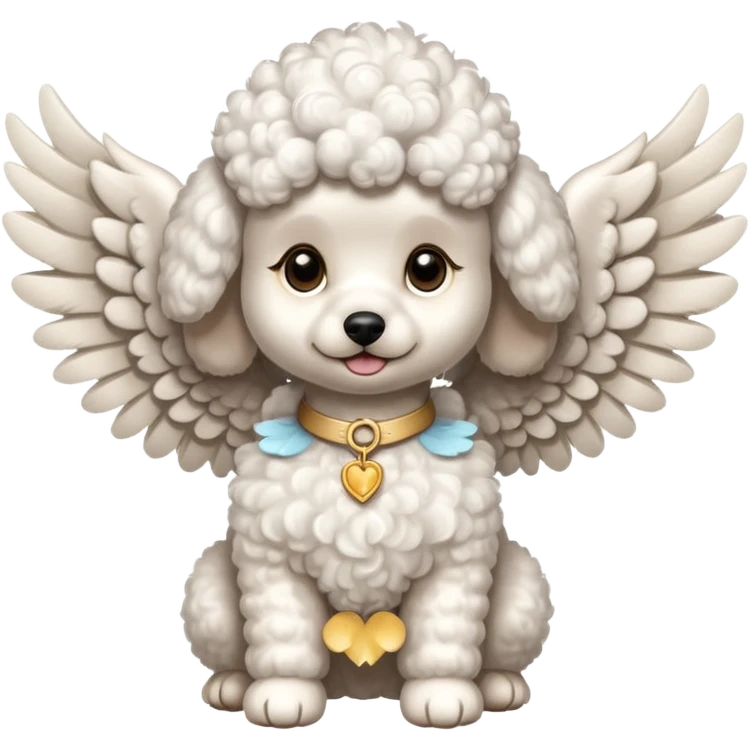 Perro french poodle mini blanco con Alas emoji