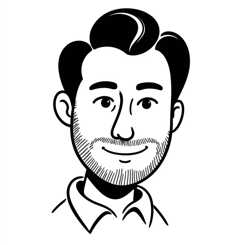 45-year-old man, brunette, hair slicked back, symmetrical facial features, medium nose, strong chin, espagnol beard emoji
