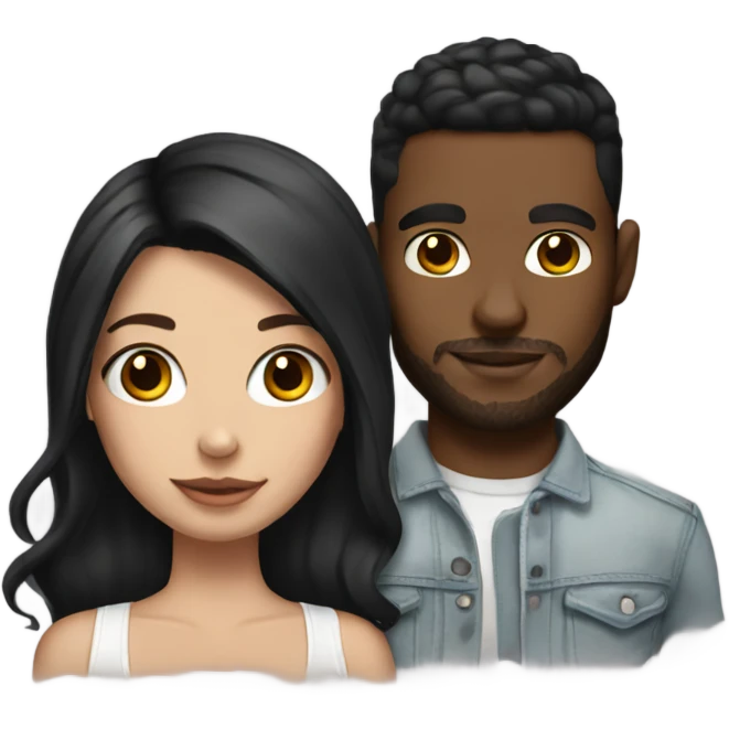 brunette girl with white boyfriend with tattoos emoji