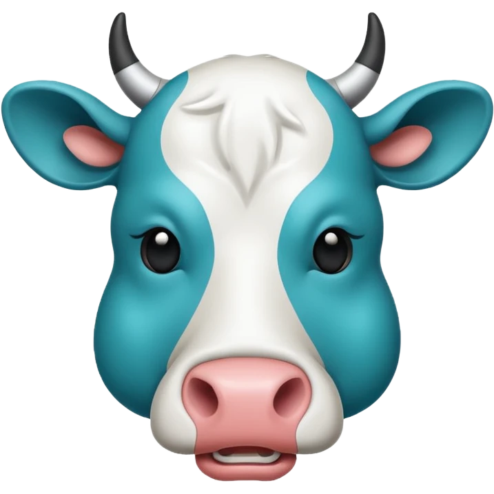 Flat emoji-style icon of a cow head with a virus symbol overlay, showing image-based disease detection. Bold outlines, minimal details, modern vector look, rounded shapes, high contrast, teal and blue accents, no text, transparent background. emoji
