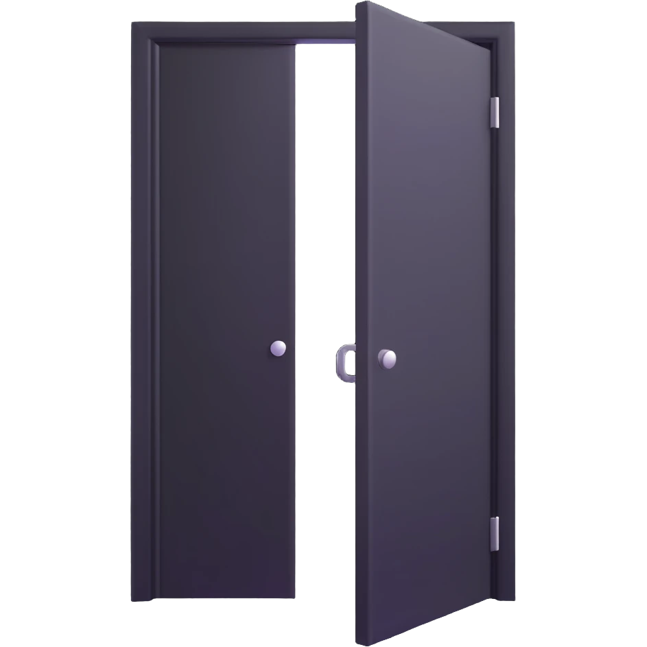 door being unlocked, door slightly open with bright light shining through emoji