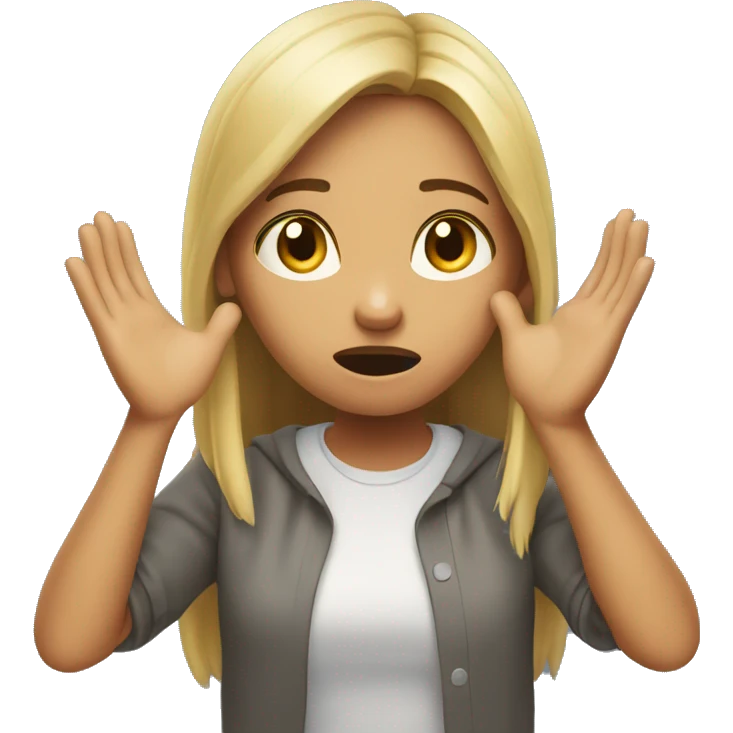 Confused girl that has her hands up emoji