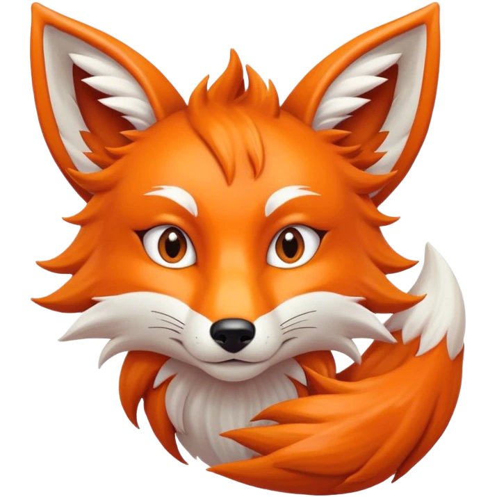 A sitting Mythical orange fox with eight tails  emoji