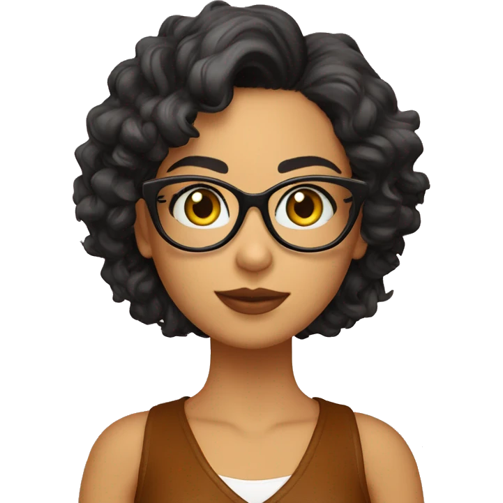 Chica blanca rizada con cat-eyeglasses  emoji