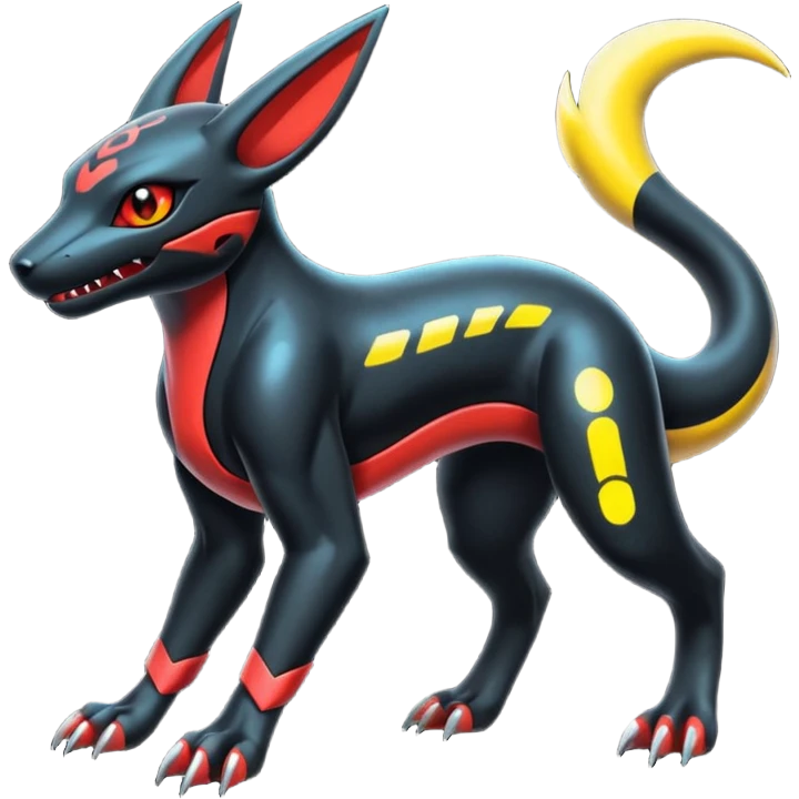 Futuristic Salandit-Electrike-Umbreon-Houndoom-Genesect-Pokémon-Fakémon-hybrid-creature emoji