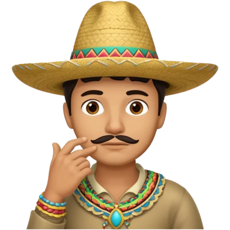 ЗАДУМЧИВЫЙ ЧЕЛОВЕК С РУКОЙ У ПОДБОРОДКА В СОМБРЕРО emoji