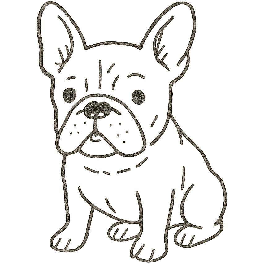 hand drawn outlined French bulldog emoji