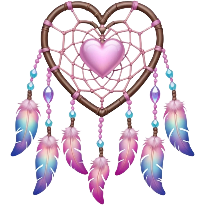 Iridescent pastel pink heart dreamcatcher good night  emoji