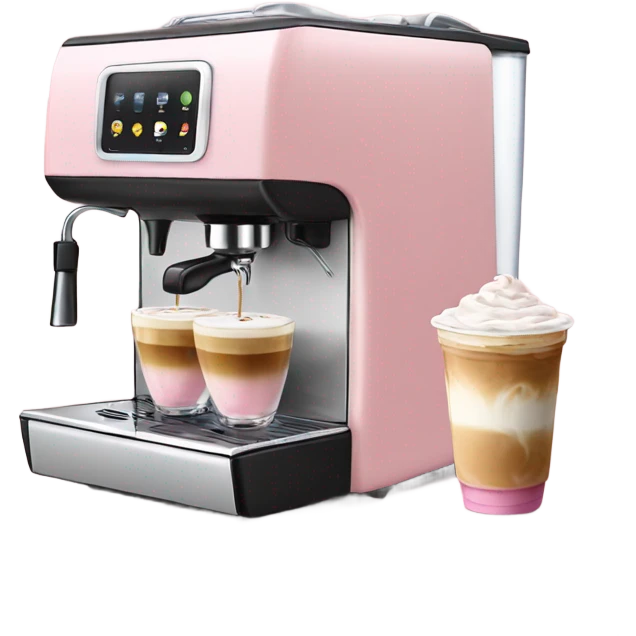 Light pink coffee machine and iced latte emoji