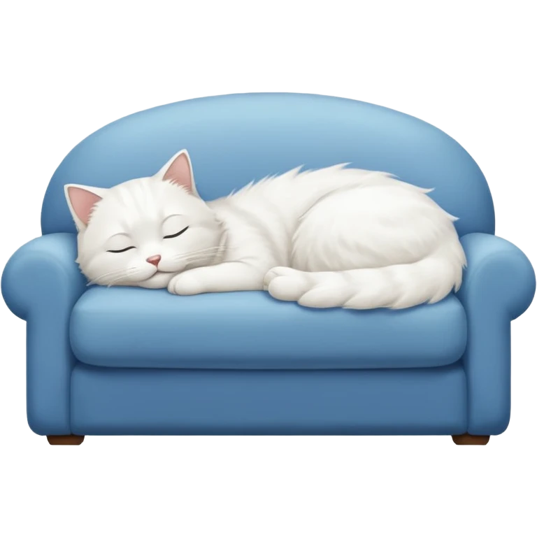 Sleeping white cat on a couch emoji