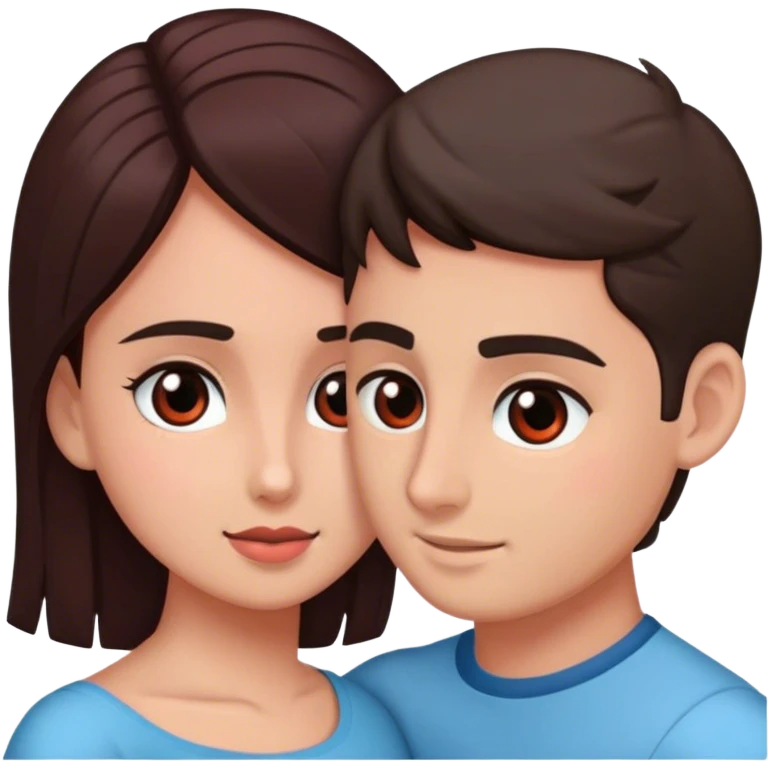 Abrazo hombre joven y mujer hermosa con anteojos morena emoji