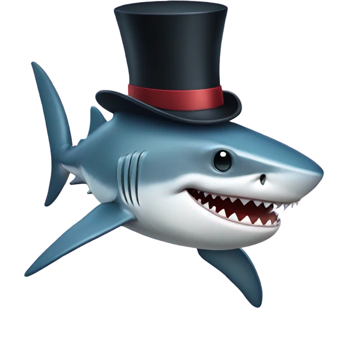 Shark with a top hat emoji