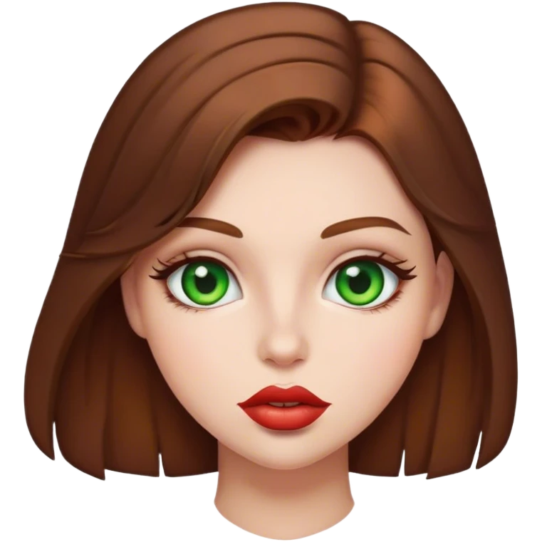 Girl with brown hair, green eyes and big lips  emoji