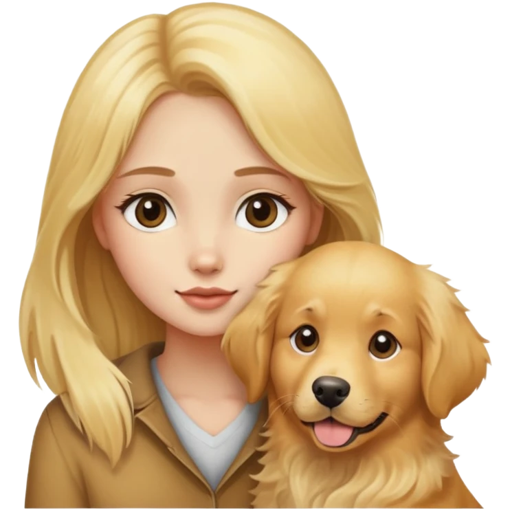 blonde girl with golden retriever dog emoji
