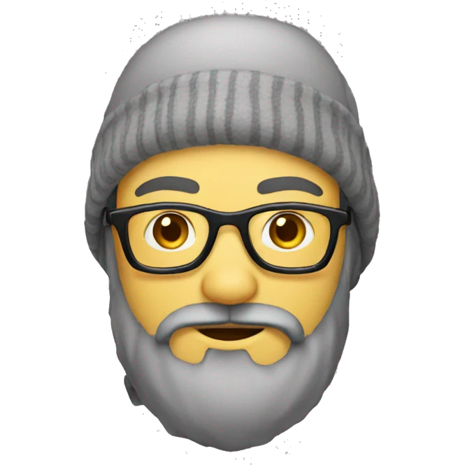 guy with black beard, glasses and scarf in the head emoji
