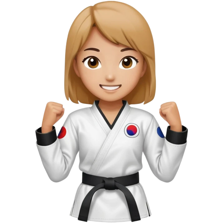 Taekwondo Korean girl with a black belt smiling  emoji