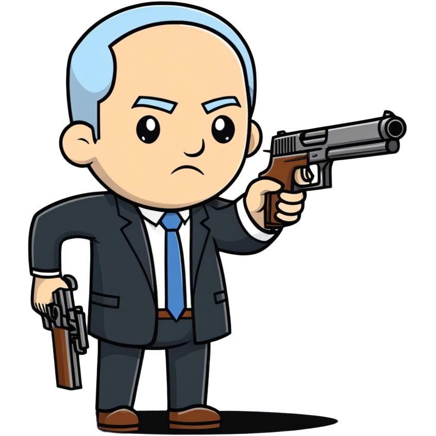 US president shooting guns with Israeli ranbi emoji