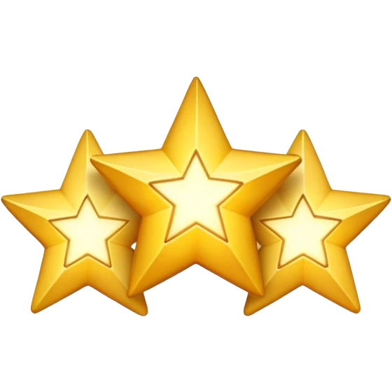 3 golden stars, one big in the center and two smaller on the sides, with a slight glow effect emoji