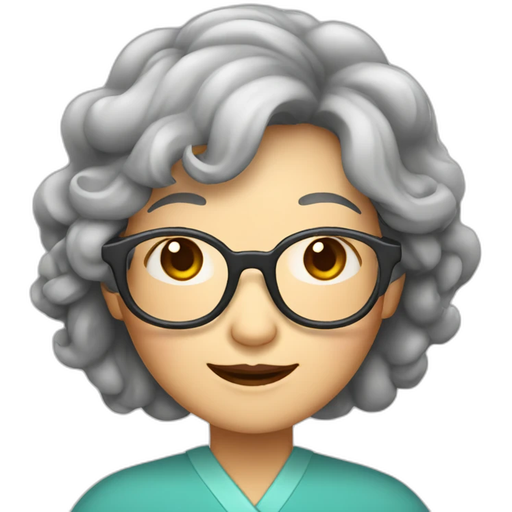 Chinese senior lady with long wavy hair wear glasses show thank you gesture emoji