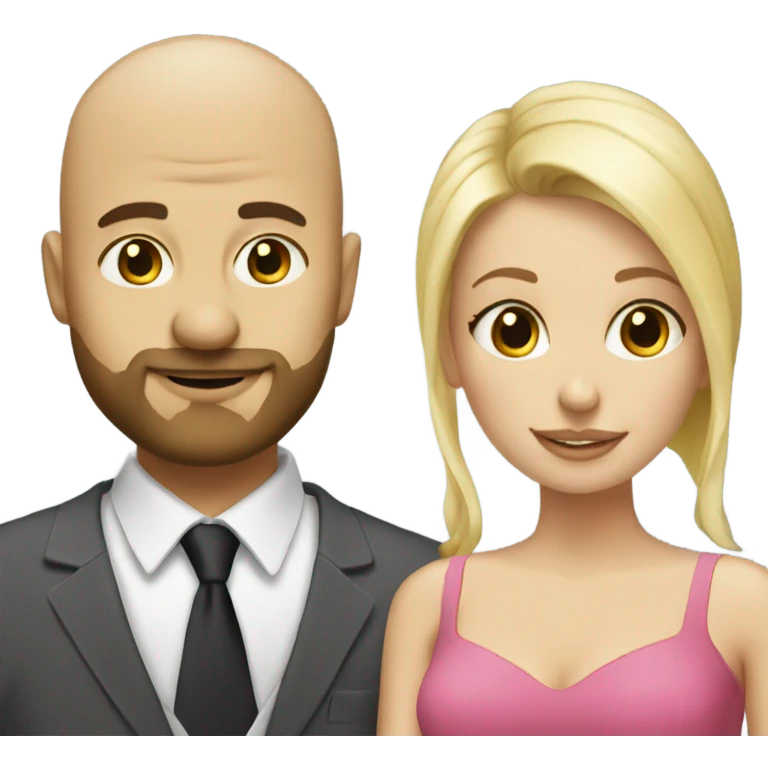 Bald man with beard marries blonde woman emoji