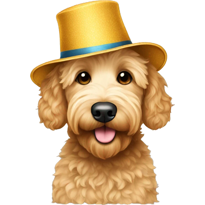 goldendoodle with a cute hat emoji