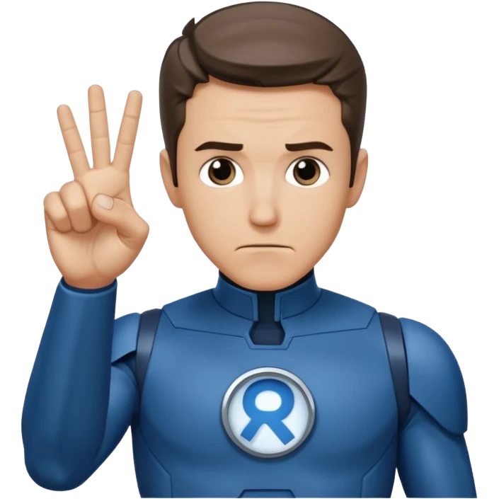 Reed Richard’s from the Fantastic 4 holding up 4 fingers thumb down out in front of himself  emoji